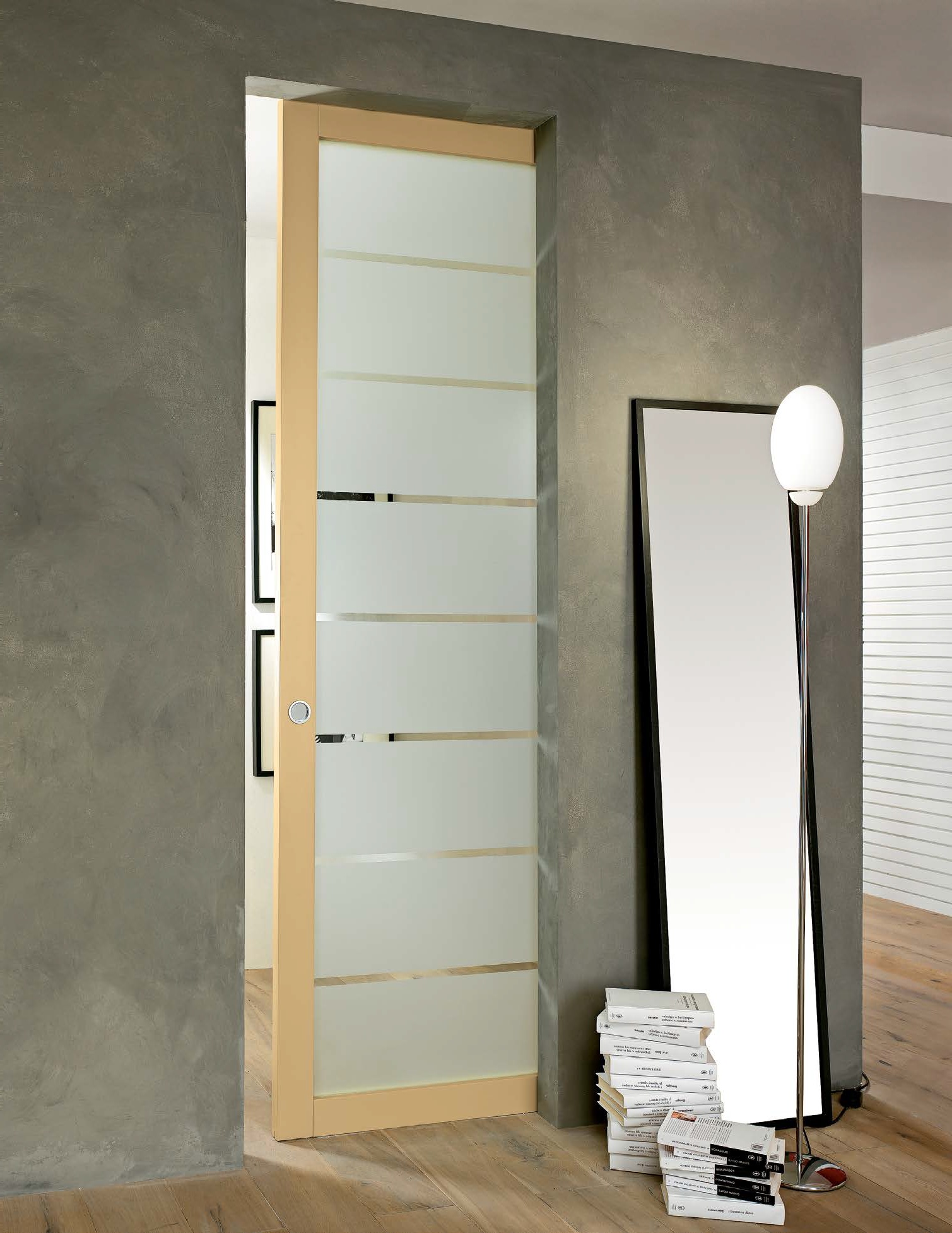 Porta scorrevole Dorica Castelli Nobile Cristallo orizzontale temperato